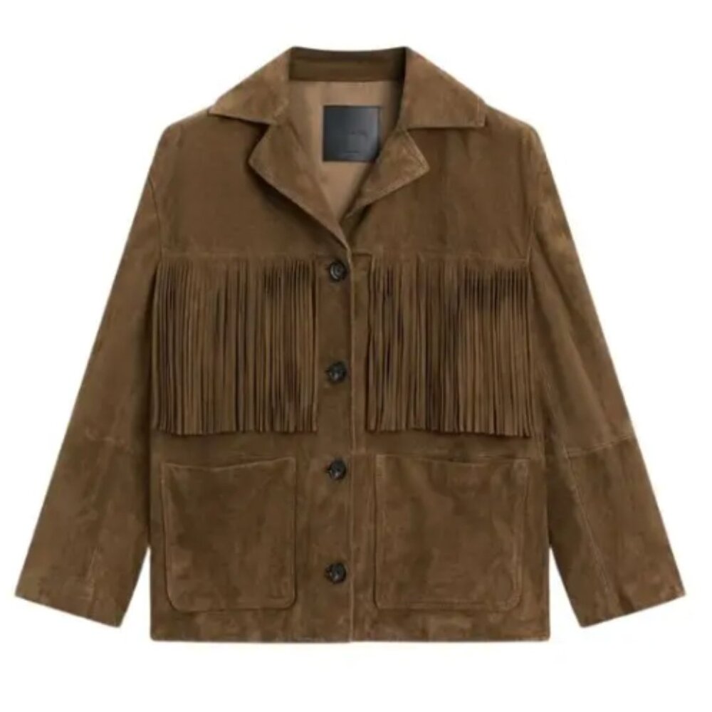 Massimo Dutti Brown Suede Jacket with Fringe - NWT
